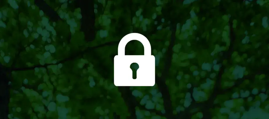 Oak tree branches with white lock icon