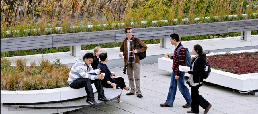 The Informatics Forum - Students relax in the roof garden