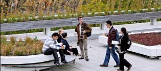 The Informatics Forum - Students relax in the roof garden