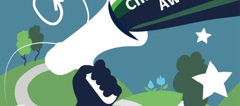 Changemaker Award: hand holding megaphone