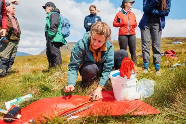 PhD student based in Royal (Dick) School of Veterinary Studies, preparing eDNA soil samples at Barvick Burn, Forest and Peatland Programme site