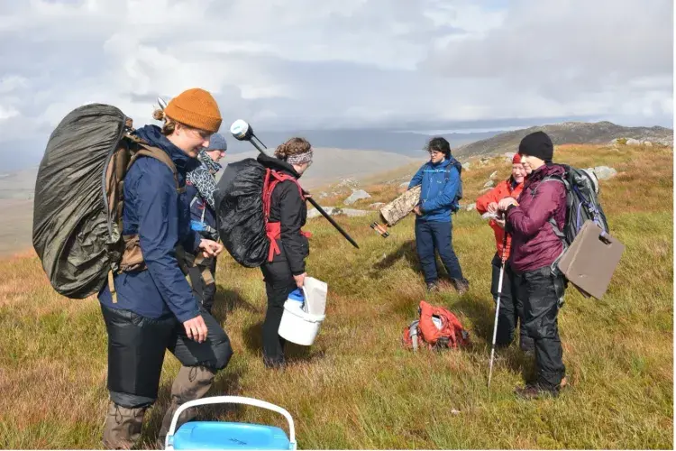 Dr Nicholle bell and team preparing the Peatland Monitoring at Ardtornish Estate, Morven, Forest and Peatland Programme partnership site   