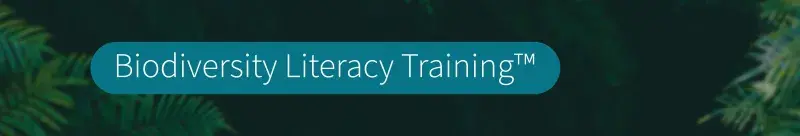 Biodiversity Literacy Training - text on dark leafy background