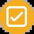 Yellow circle with white tick box icon in centre